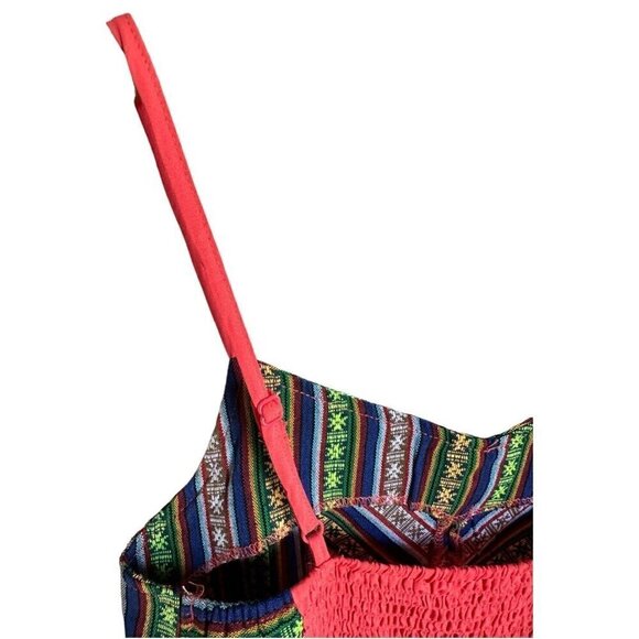 Poetry Multicolor Adjustable Spaghetti Strap Elastic Waist Romper Women's Sz M - Picture 6 of 11